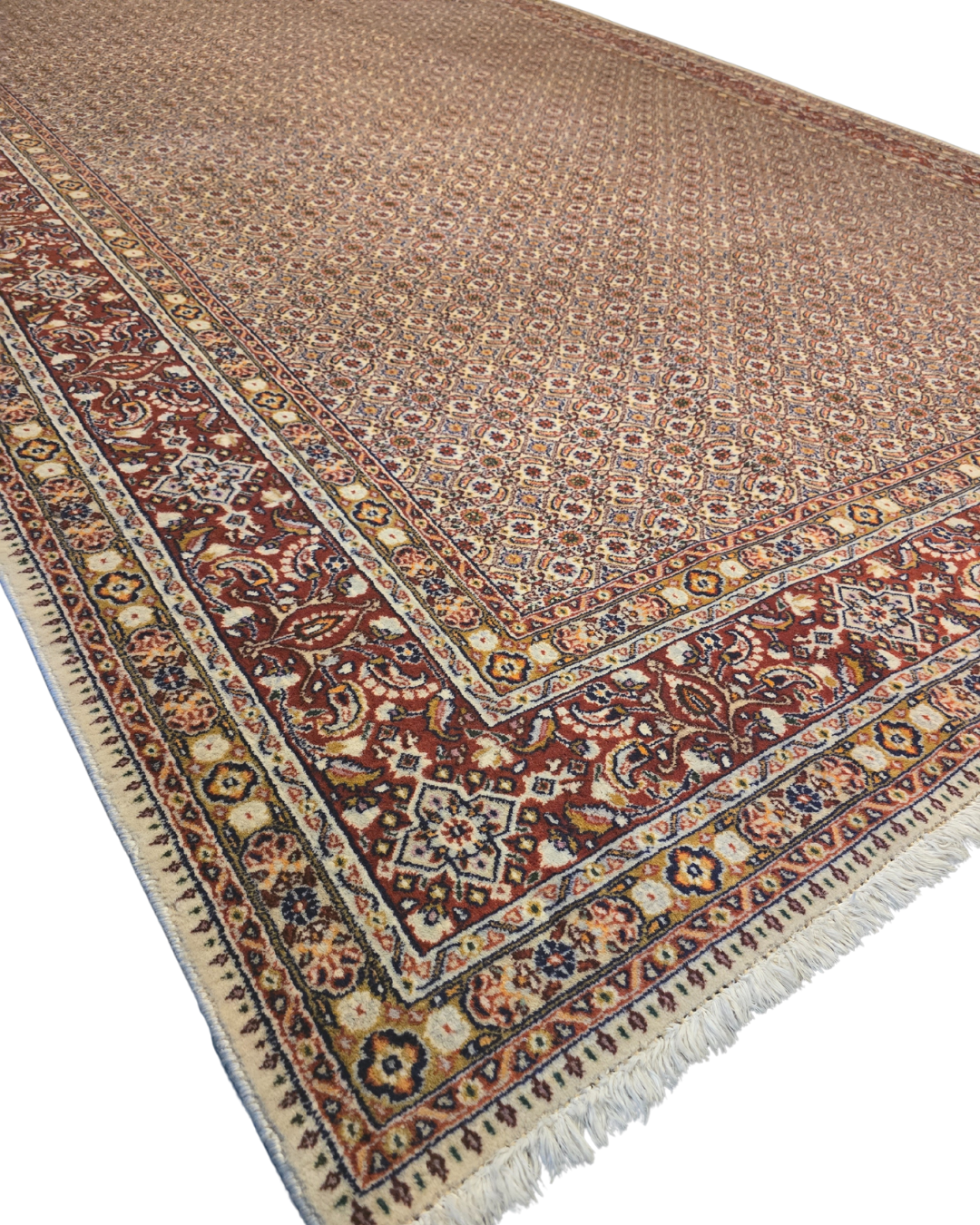 Groot Perzisch tapijt Moud 340x250 wol zijde vloerkleed Handgeknoopt Iran