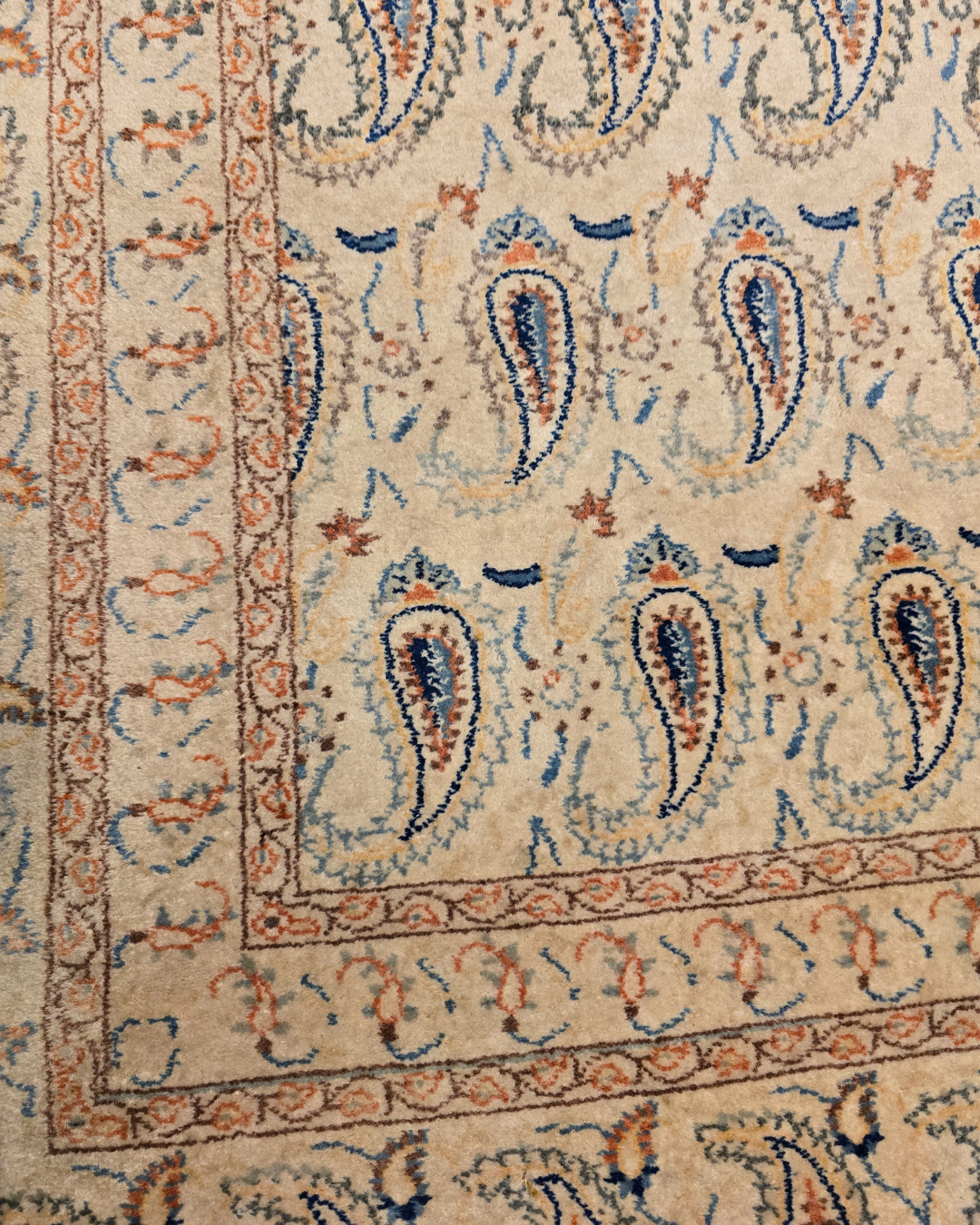 Groot Perzisch tapijt Kashan Boteh 420x320 wollen vloerkleed handgeknoopt Iran