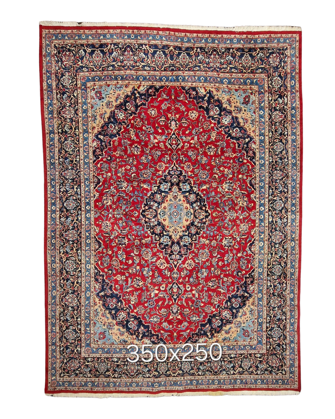 Groot Perzisch tapijt Kashan 350x250 wollen vloerkleed Iran handgeknoopt