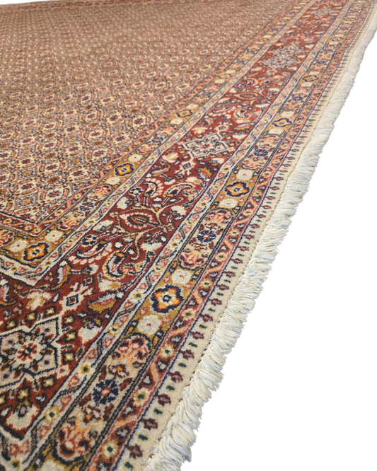 Groot Perzisch tapijt Moud 340x250 wol zijde vloerkleed Handgeknoopt Iran