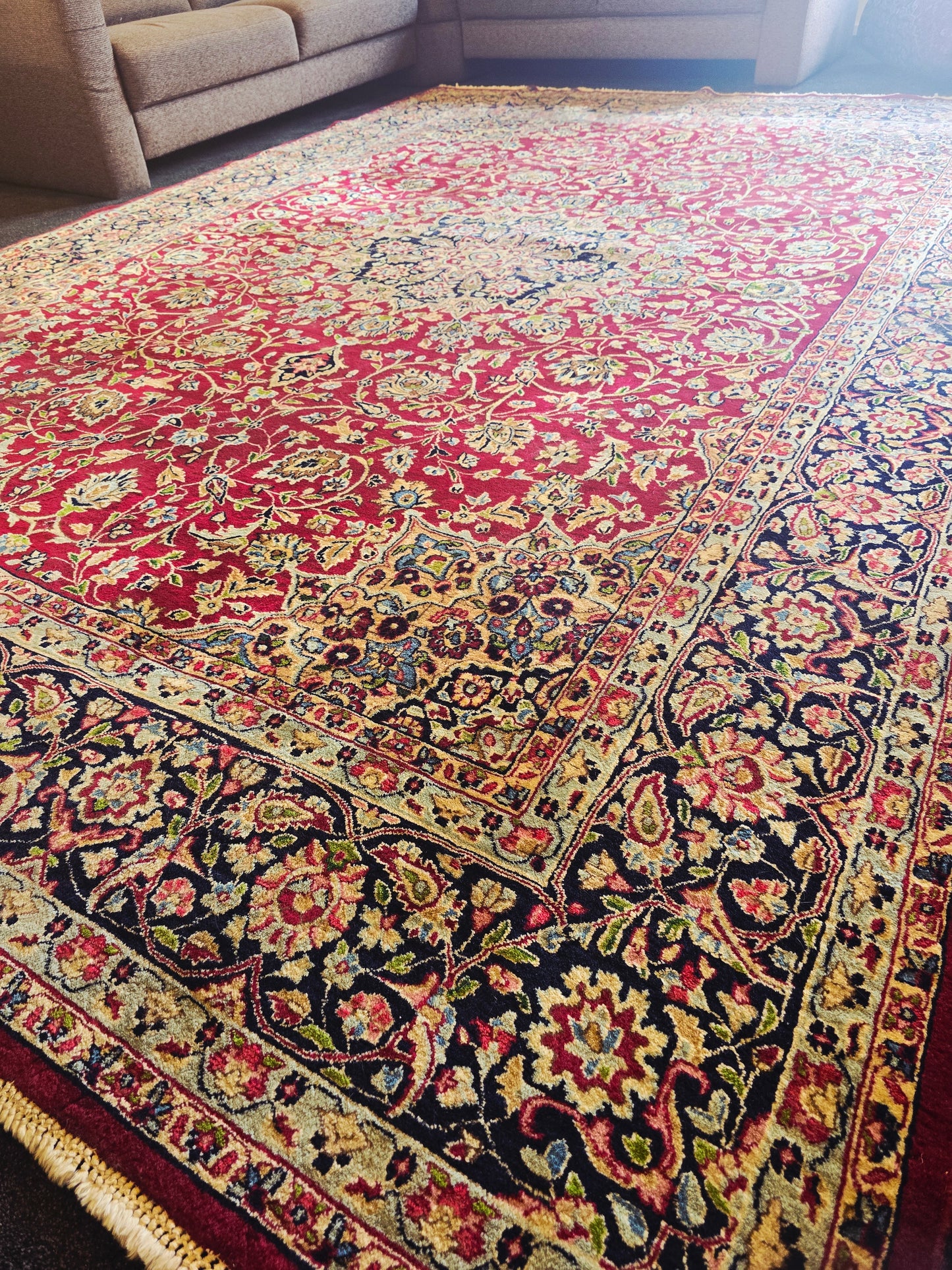 Groot perzisch tapijt Kirman 380x265 vloerkleed handgeknoopt iran