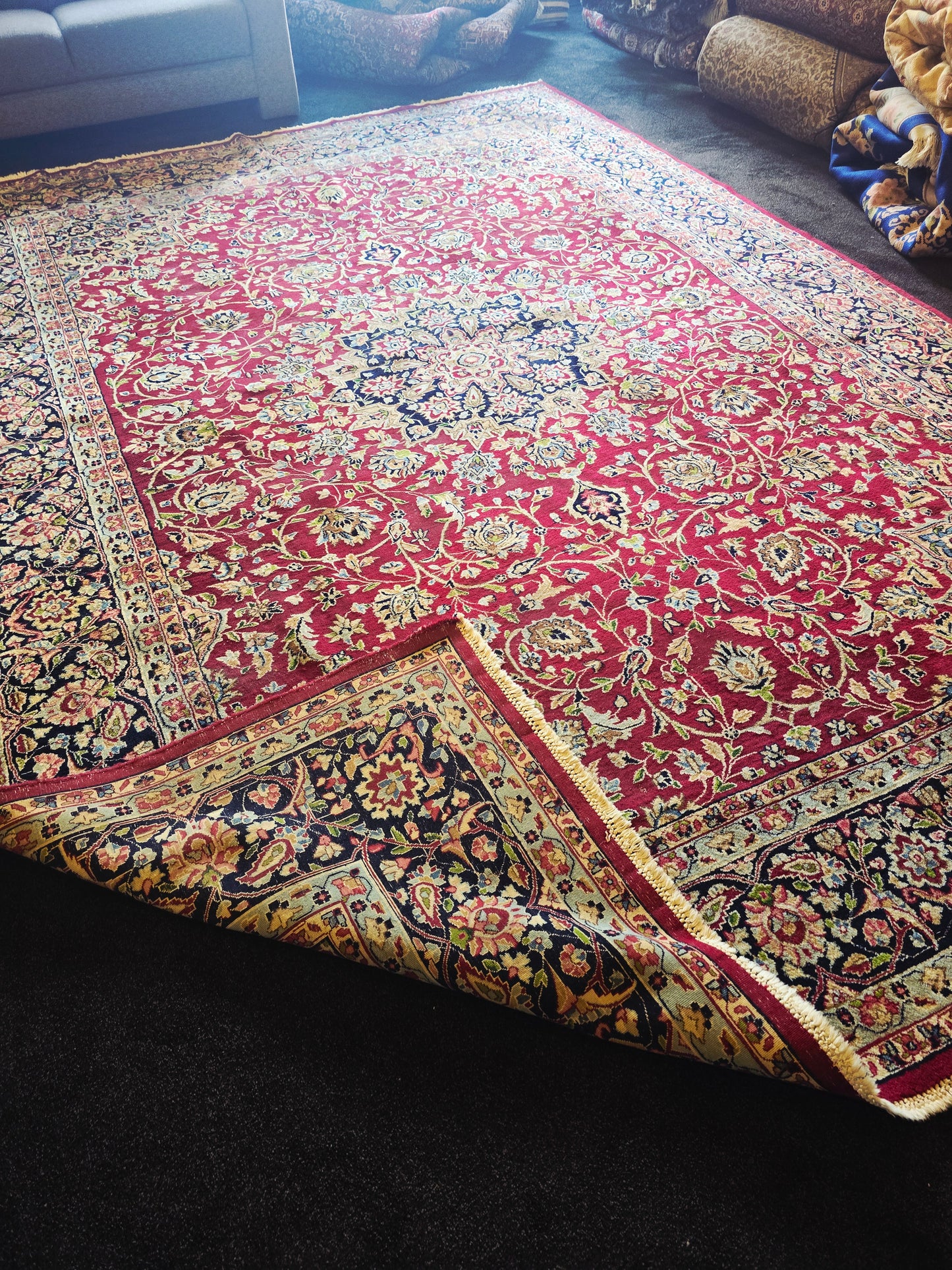 Groot perzisch tapijt Kirman 380x265 vloerkleed handgeknoopt iran
