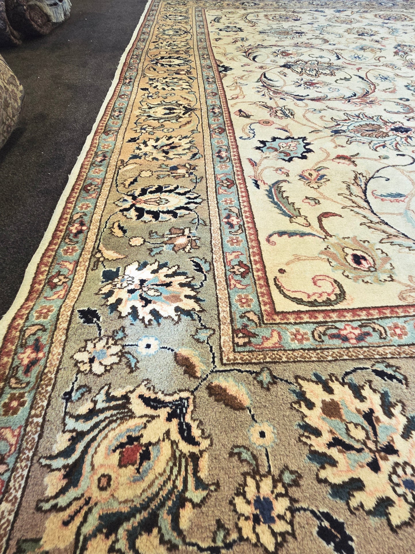Groot perzisch Tapijt Kashan 385x300 handgeknoopt wollen vloerkleed