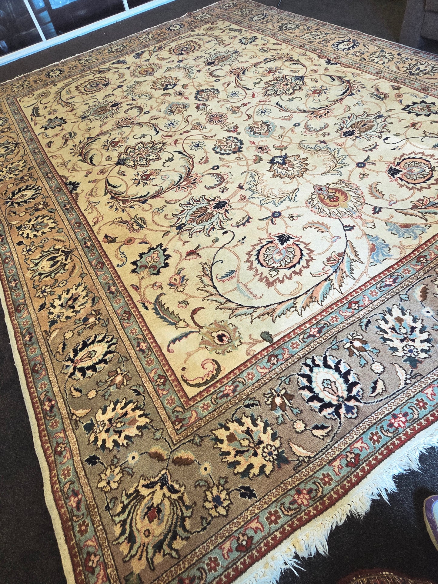 Groot perzisch Tapijt Kashan 385x300 handgeknoopt wollen vloerkleed