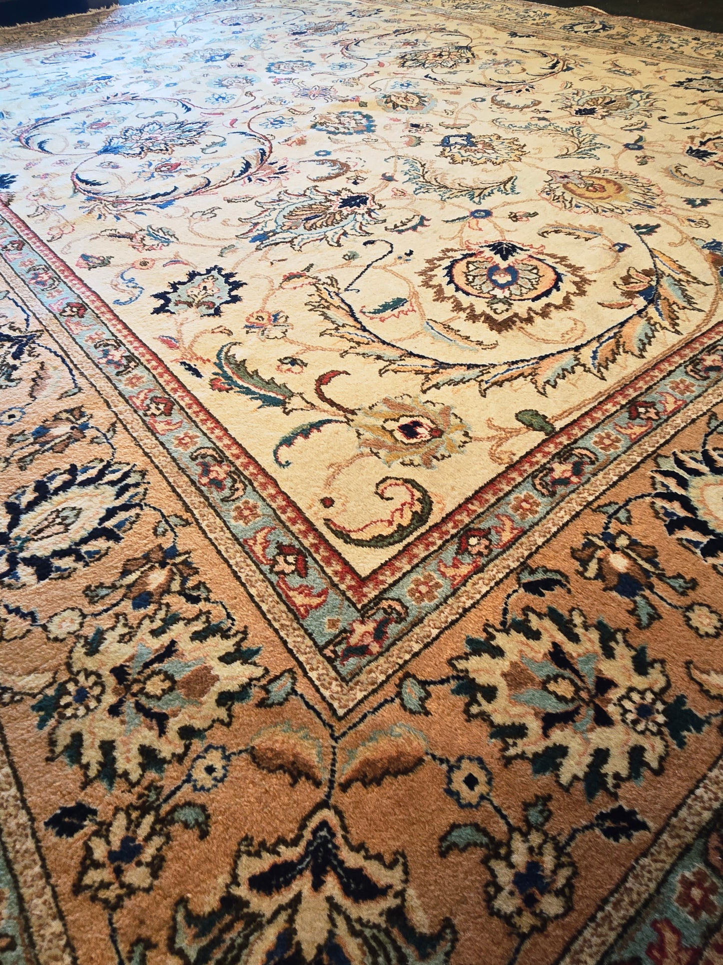 Groot perzisch Tapijt Kashan 385x300 handgeknoopt wollen vloerkleed
