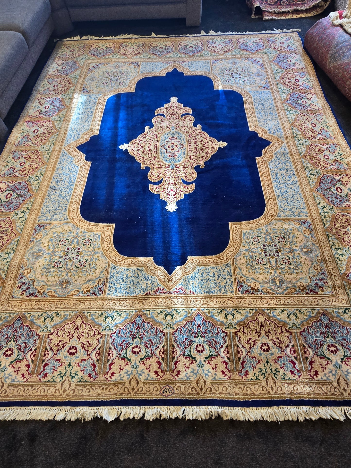 Groot Perzisch tapijt Kirman 345x265 wollen vloerkleed iran