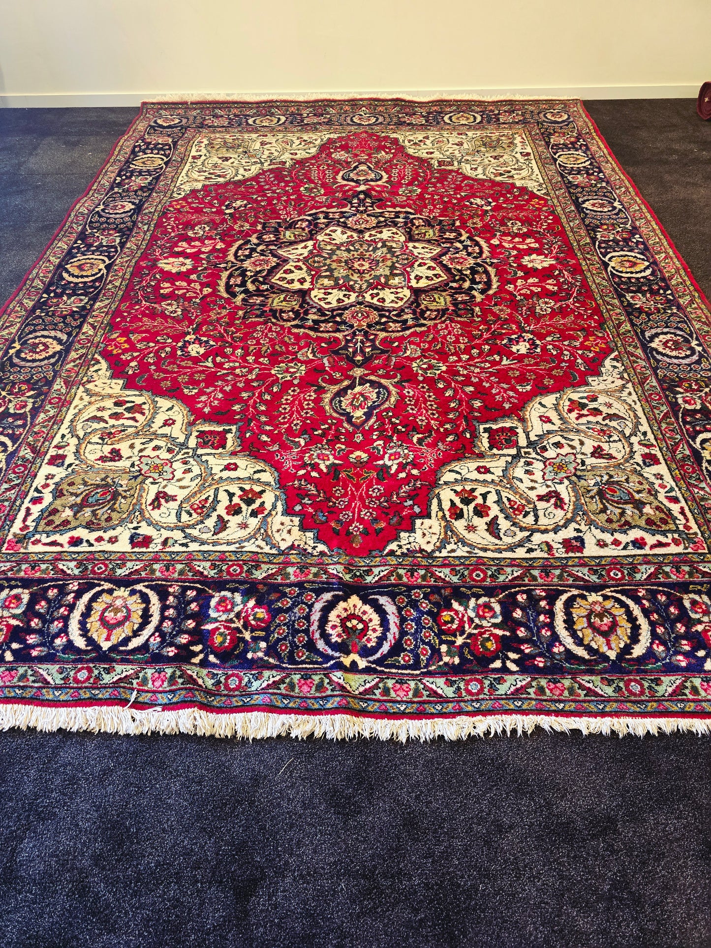 Groot perzisch Tapijt Kashan 360x254 handgeknoopt wollen vloerkleed