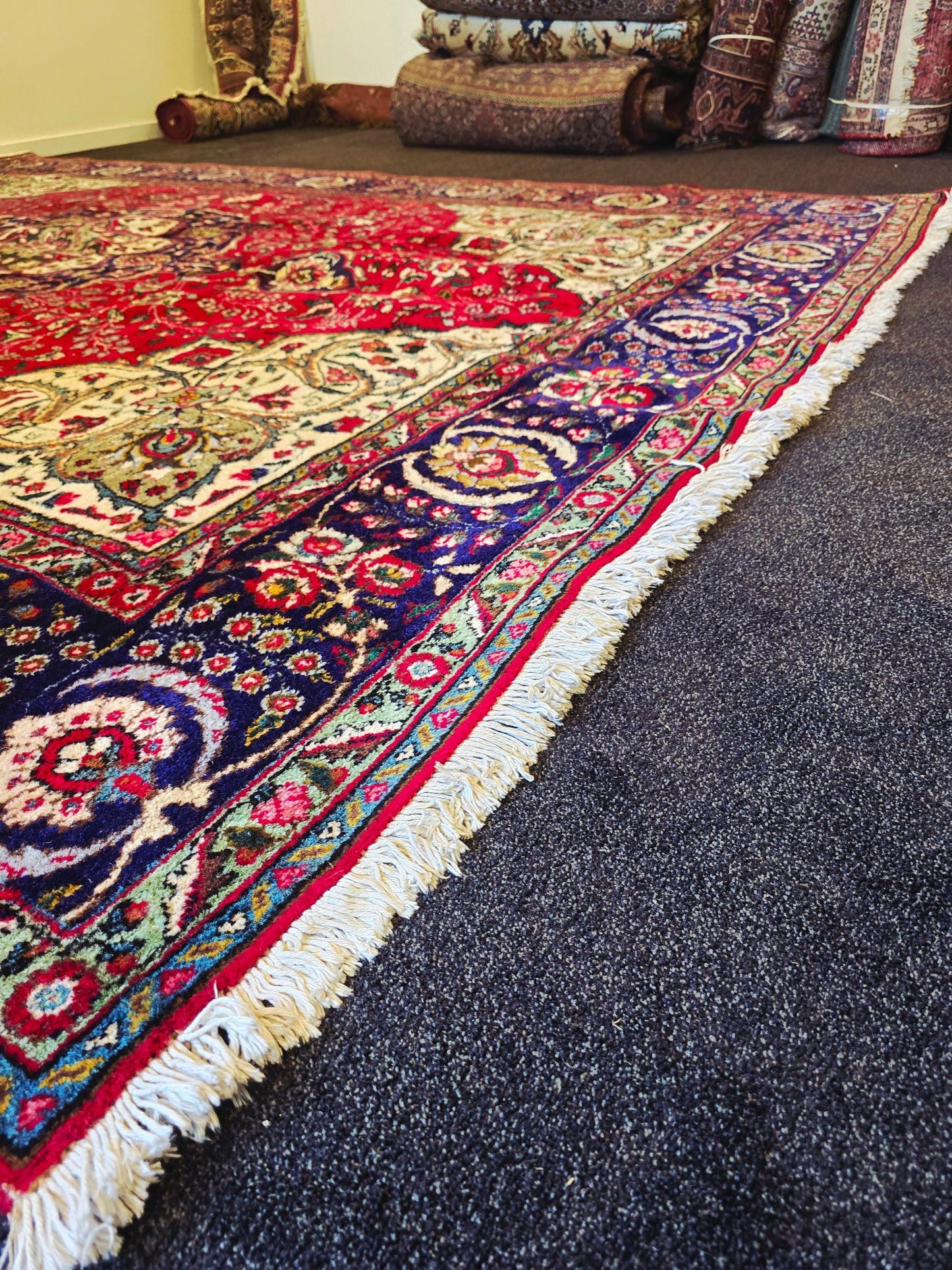Groot perzisch Tapijt Kashan 360x254 handgeknoopt wollen vloerkleed