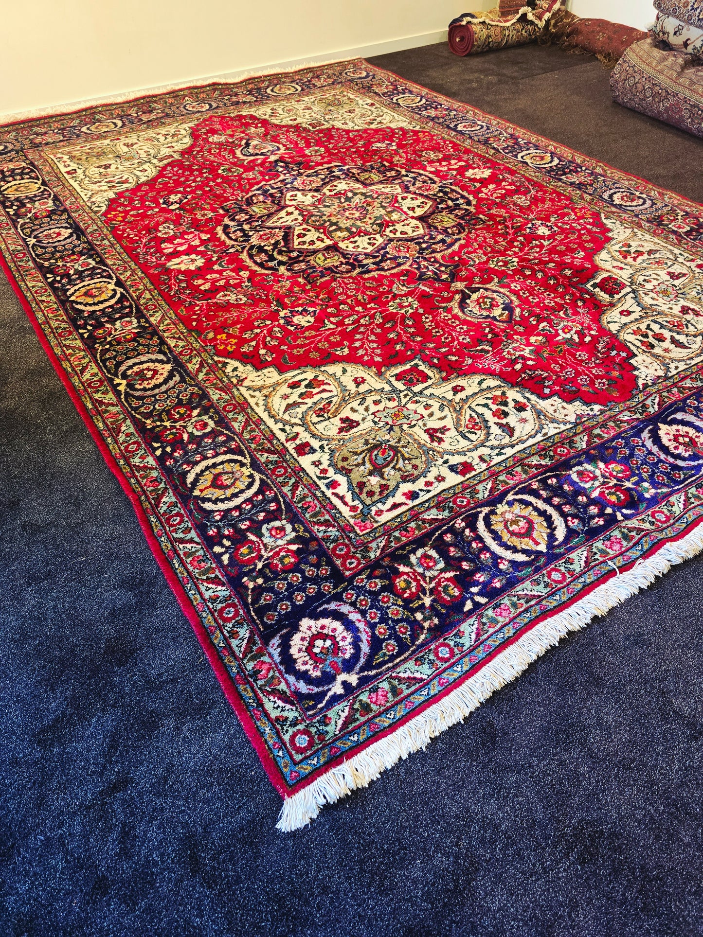 Groot perzisch Tapijt Kashan 360x254 handgeknoopt wollen vloerkleed