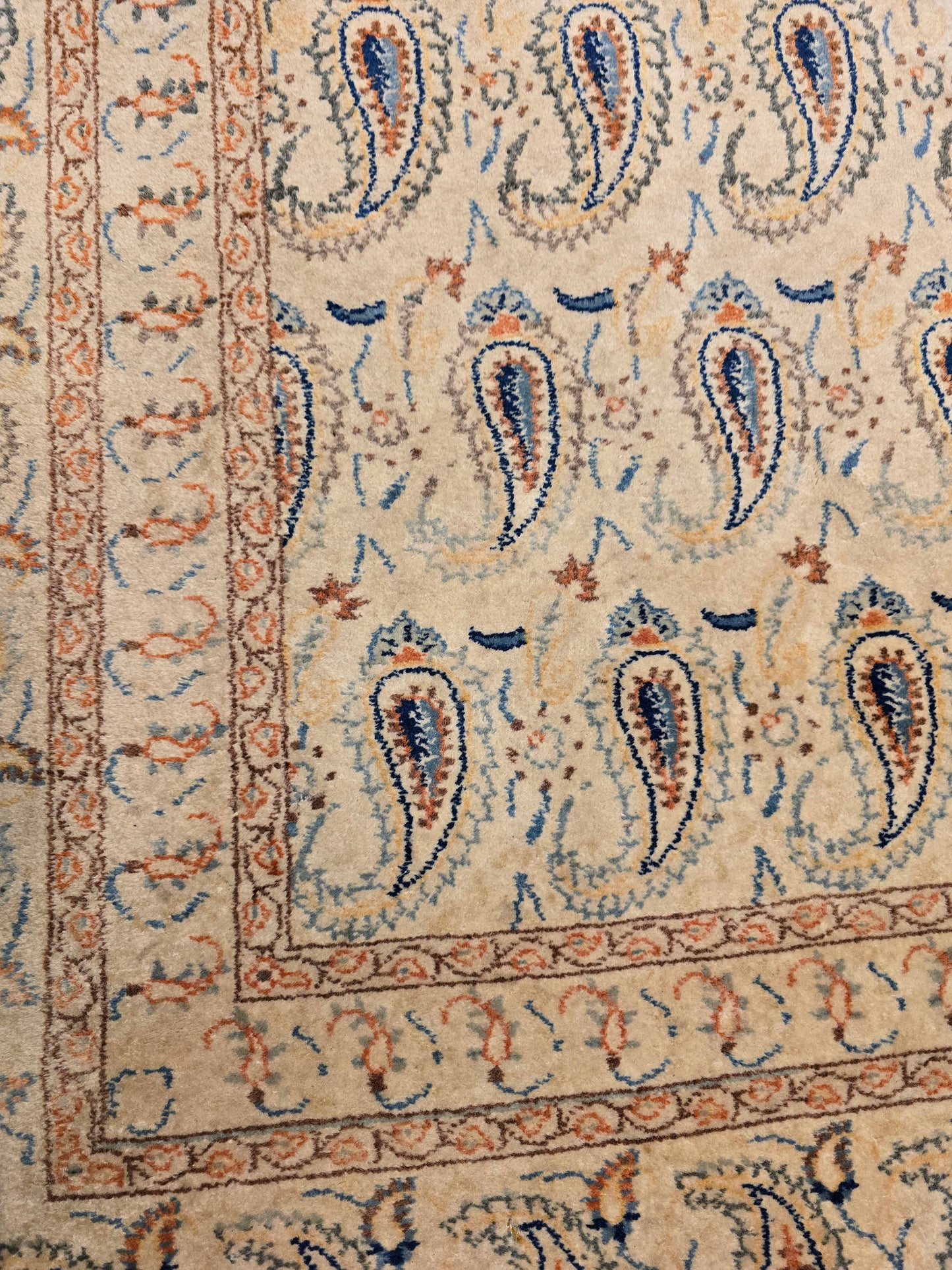 Groot Perzisch tapijt Kashan Boteh 420x320 wollen vloerkleed handgeknoopt Iran