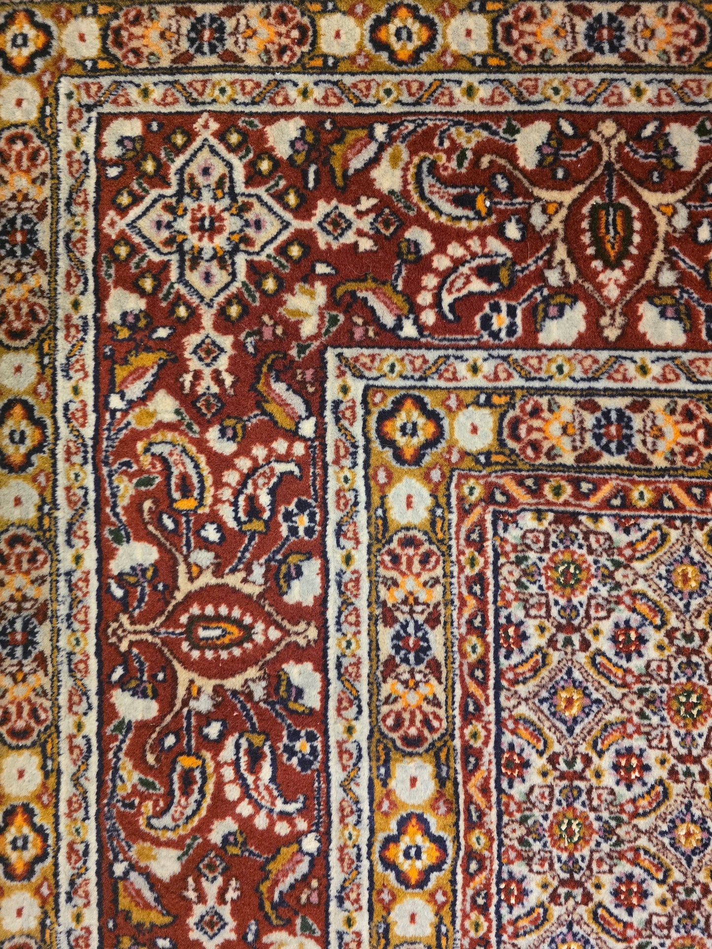 Groot Perzisch tapijt Moud 340x250 wol zijde vloerkleed Handgeknoopt Iran