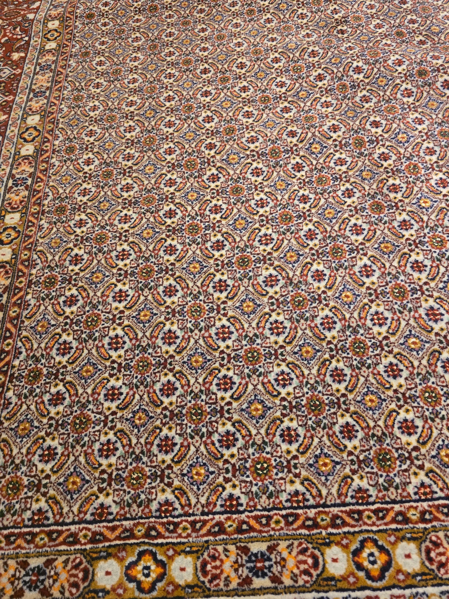 Groot Perzisch tapijt Moud 340x250 wol zijde vloerkleed Handgeknoopt Iran
