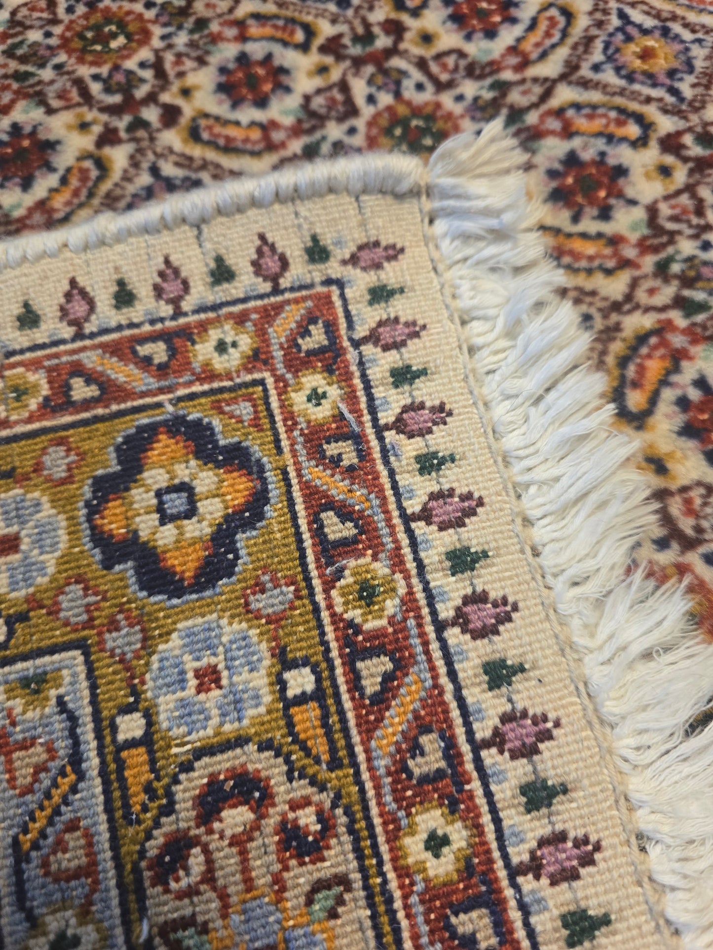 Groot Perzisch tapijt Moud 340x250 wol zijde vloerkleed Handgeknoopt Iran
