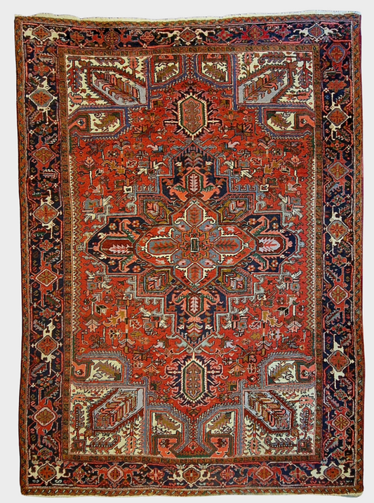 Groot Perzisch tapijt Heriz 366x255 wollen vloerkleed handgeknoopt Iran
