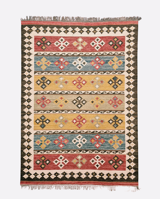 Tribal Kelim Turkije 240x170 handgeweven wollen vloerkleed