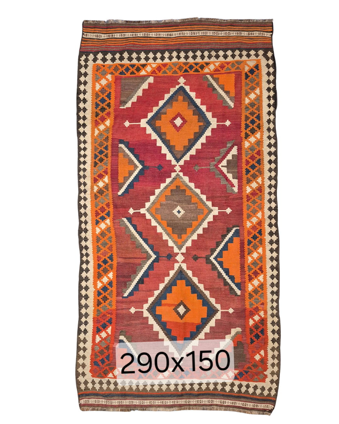 Tribal Kelim kashkay 290x150 handgeweven wollen vloerkleed