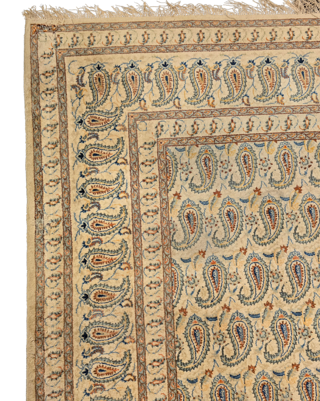 Groot Perzisch tapijt Kashan Boteh 420x320 wollen vloerkleed handgeknoopt Iran