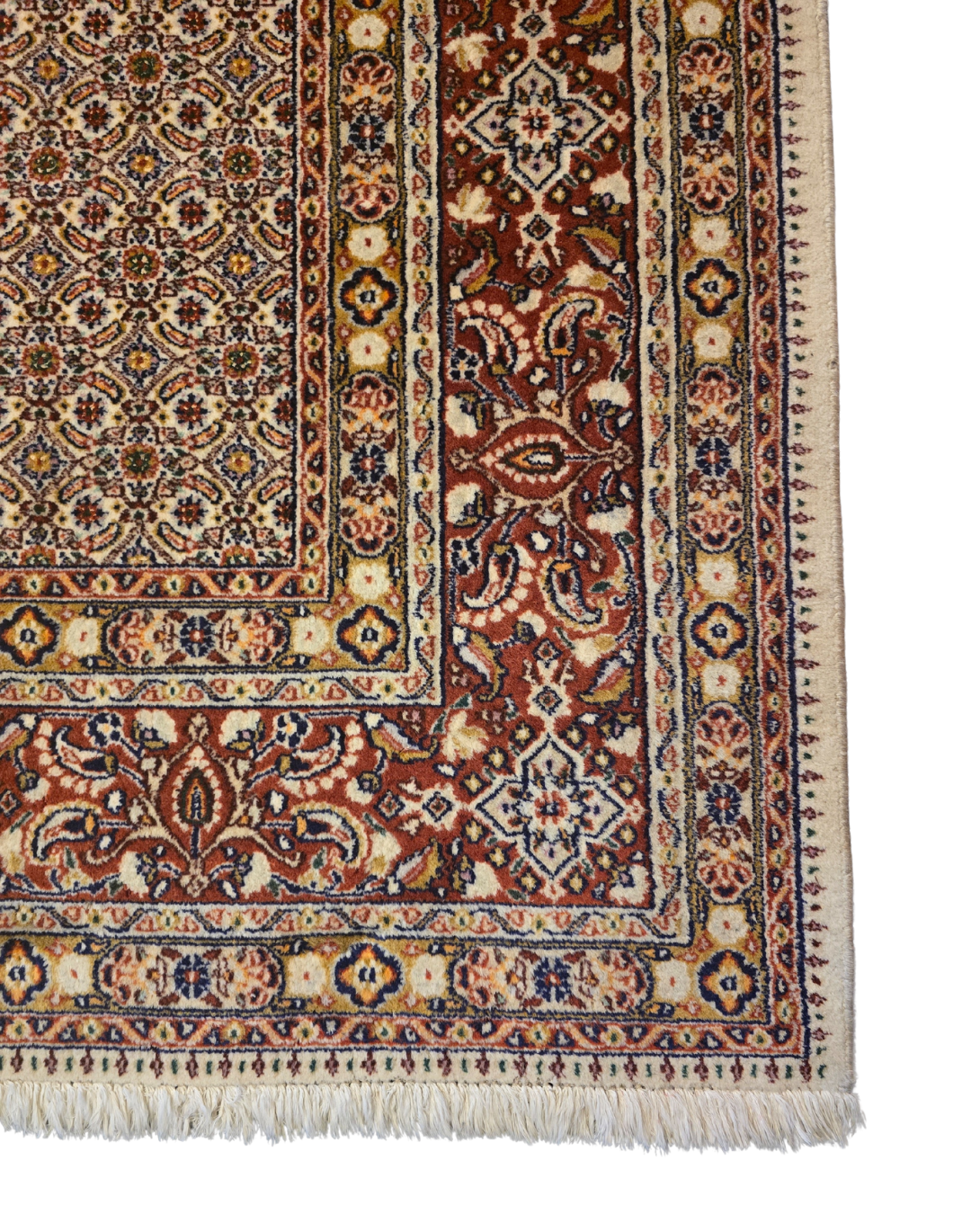 Groot Perzisch tapijt Moud 340x250 wol zijde vloerkleed Handgeknoopt Iran