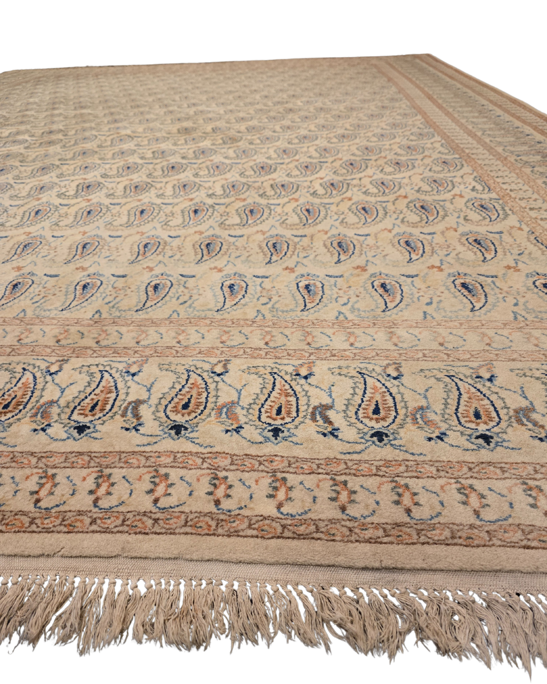 Groot Perzisch tapijt Kashan Boteh 420x320 wollen vloerkleed handgeknoopt Iran