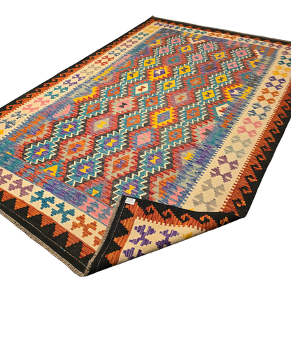 Kelim tapijt Afghan perzisch 304x205 wollen vloerkleed