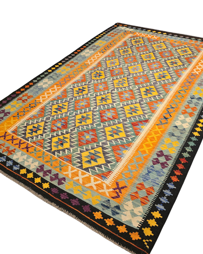 Kelim tapijt Afghan perzisch 286x191 wollen vloerkleed