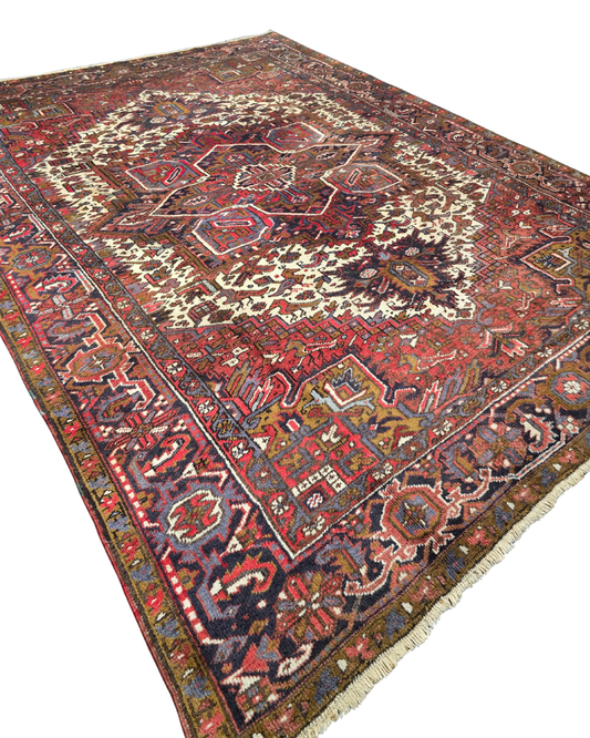 Groot Perzisch tapijt Heriz 385x295 wollen vloerkleed handgeknoopt iran