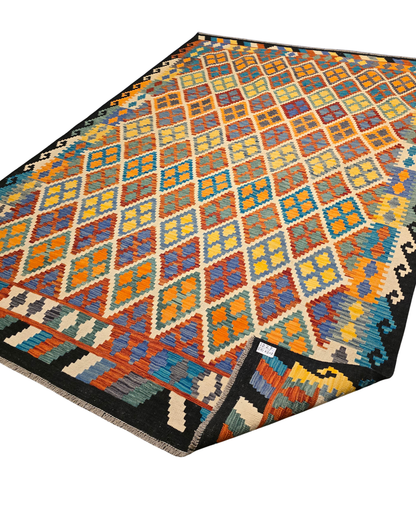 Afghan Tribal kelim 291x203 wollen vloerkleed flatweave