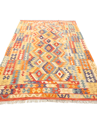 Tribal Kelim Afganistan 250x180 wollen vloerkleed handgeweven