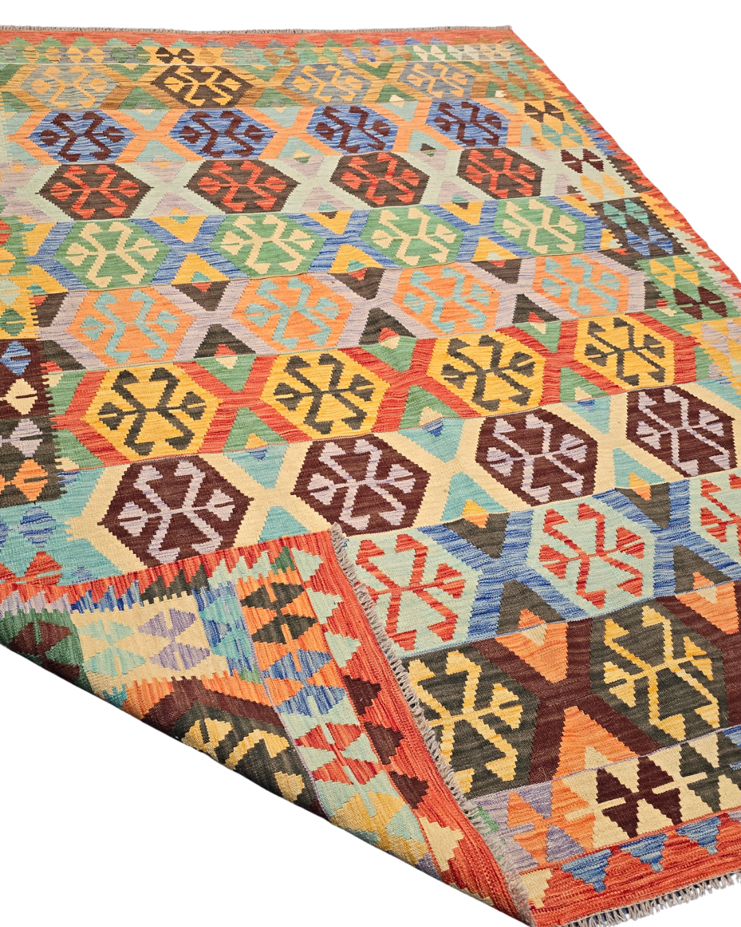 Afgan tribal Kelim 240x174 wollenvloerkleed Flatweave