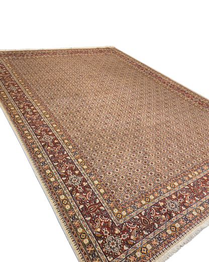 Groot Perzisch tapijt Moud 340x250 wol zijde vloerkleed Handgeknoopt Iran