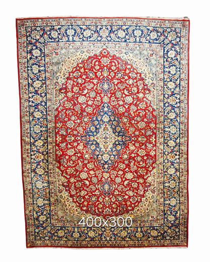 Groot Perzisch tapijt Kashan 400x300 wollen vloerkleed handgeknoopt Iran