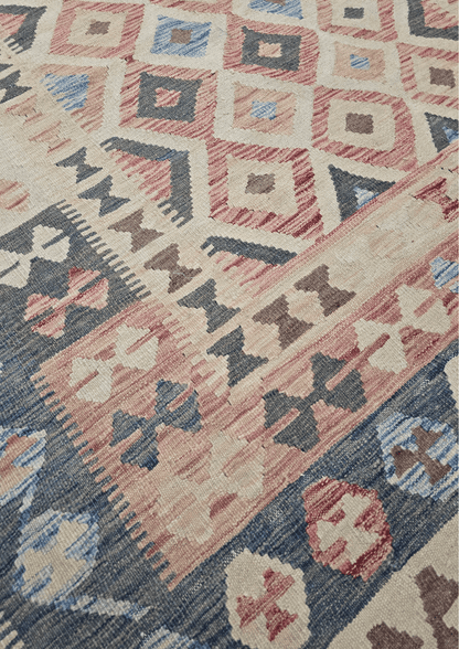 Afgan tribal kelim 290x190 handgeweven wollen vloerkleed