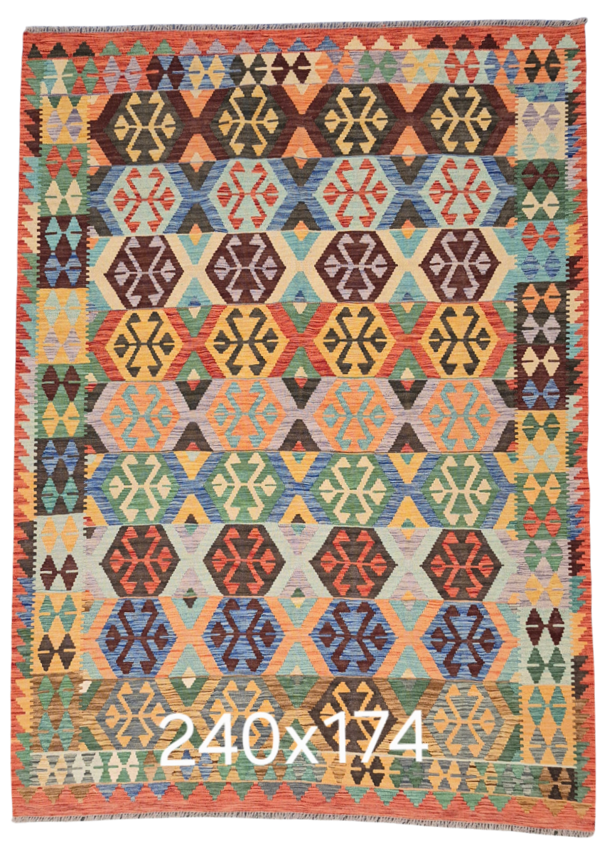 Afgan tribal Kelim 240x174 wollenvloerkleed Flatweave