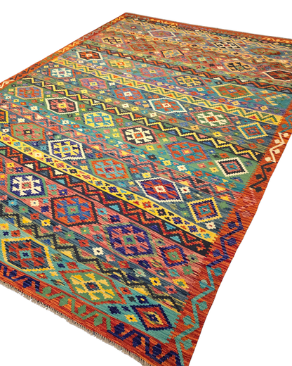 XL Groot Afghan Kelim Tapijt Perzisch 358x255 wollen vloerkleed