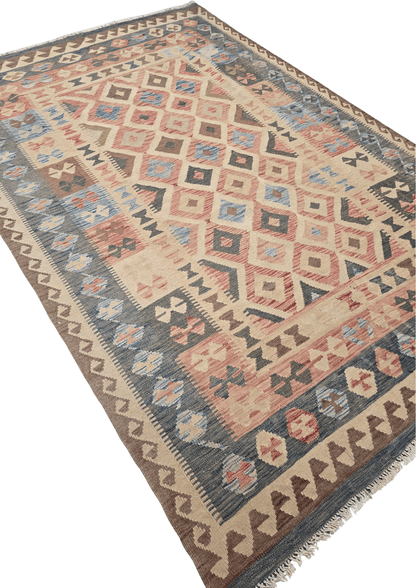 Afgan tribal kelim 290x190 handgeweven wollen vloerkleed