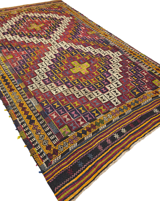 Ttribal Kelim Jijim cicim Tribal 290x185 wollen vloerkleed handgeknoopt Turkije