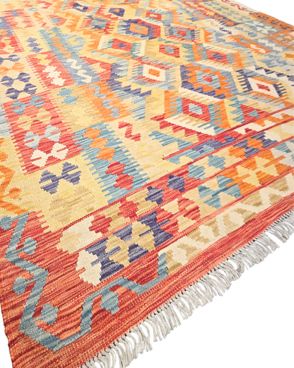 Tribal Kelim Afganistan 250x180 wollen vloerkleed handgeweven