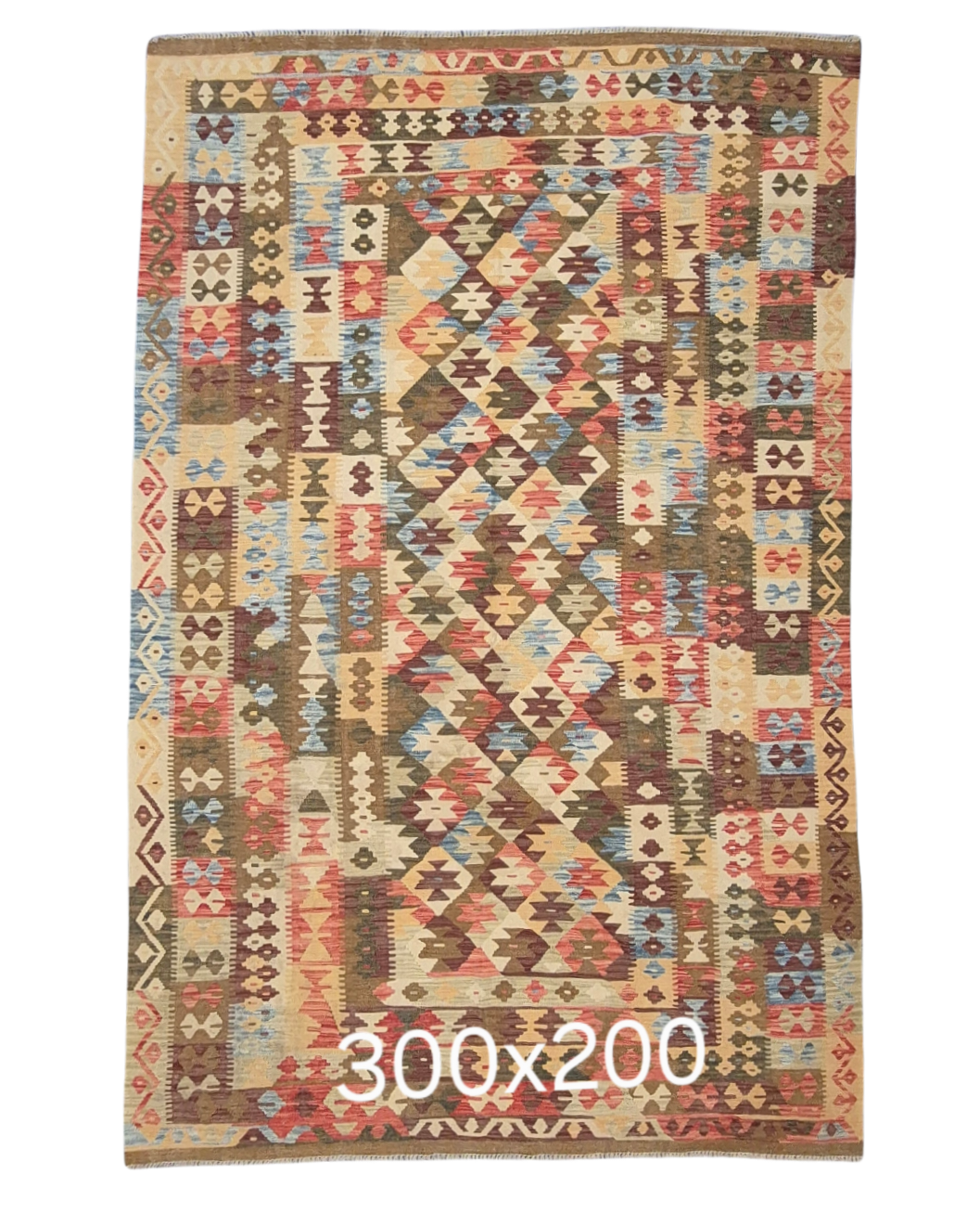 Afgan tribal Kelim 300x200 wollen vloerkleed handgeweven