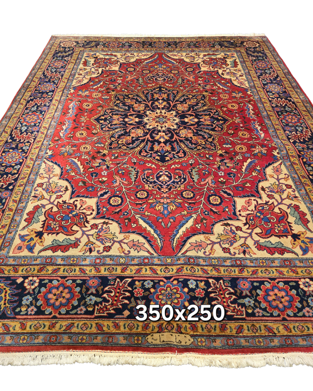 Groot Perzisch tapijt Heriz wollen vloerkleed handgeknoopt