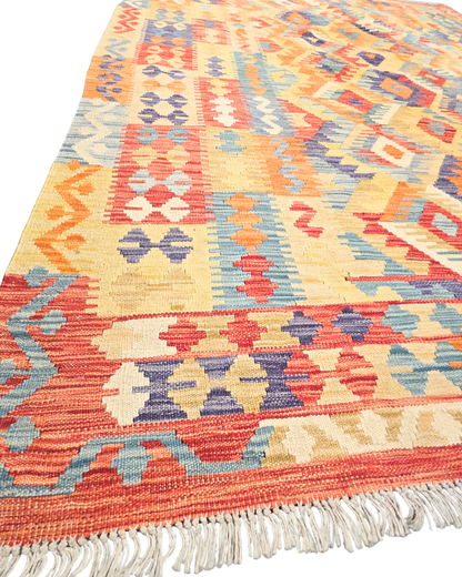 Tribal Kelim Afganistan 250x180 wollen vloerkleed handgeweven