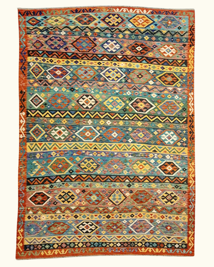 XL Groot Afghan Kelim Tapijt Perzisch 358x255 wollen vloerkleed