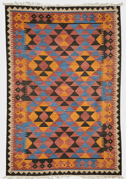 Afgan tribal kelim 300x200 handgeweven wollen vloerkleed