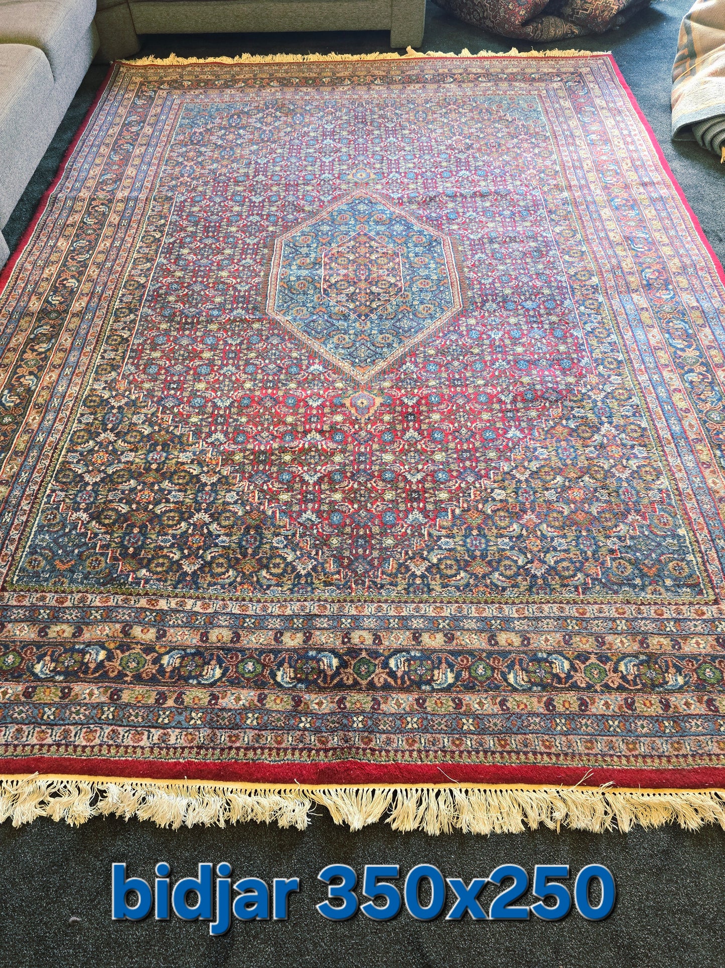 groot perzisch tapijt Bidjar 350x250 handgeknoopt wollen vloerkleed
