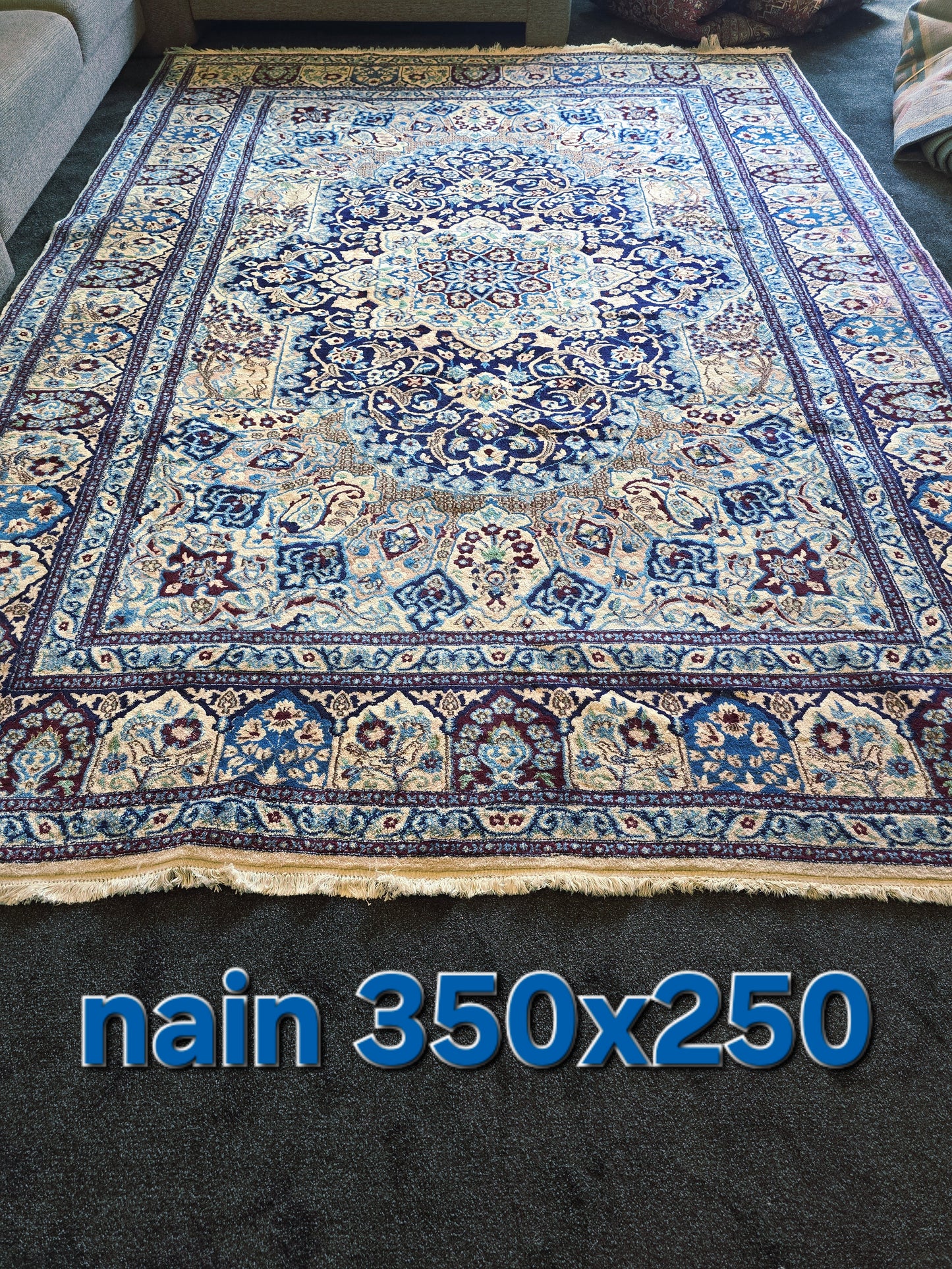Groot Perzisch tapijt Nain 350x250 handgeknoopt wollen vloerkleed