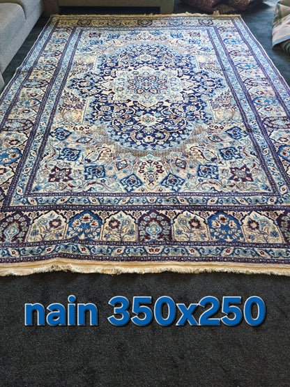 Groot Perzisch tapijt Nain 350x250 handgeknoopt wollen vloerkleed