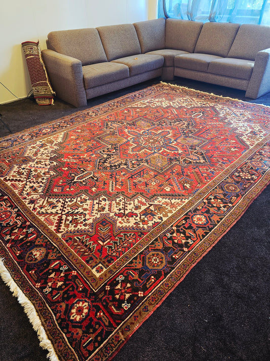 perzisch tapijt heriz 340x245 wollen vloerkleed handgeknoopt iran