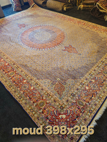 Groot Perzisch Tapijt Moud 398x295 handgeknoopt wollen vloerkleed