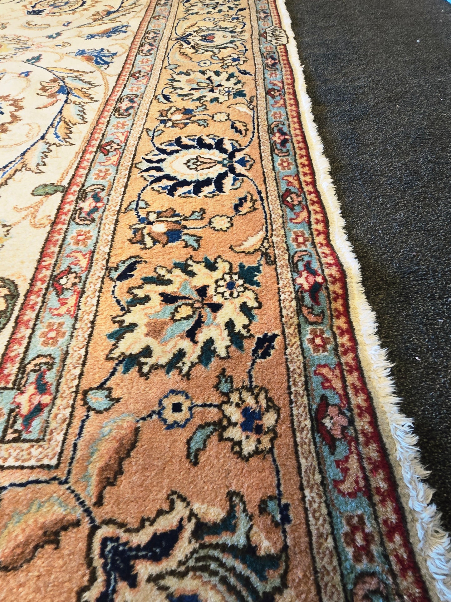 Groot perzisch Tapijt Kashan 385x300 handgeknoopt wollen vloerkleed