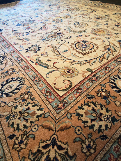 Groot perzisch Tapijt Kashan 385x300 handgeknoopt wollen vloerkleed