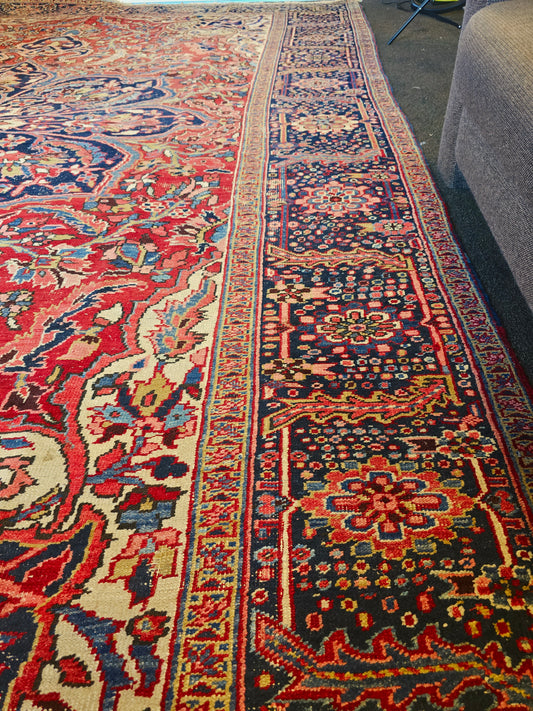 Groot perzisch tapijt Heriz 430 x 330 extra large handgeknoopt wollen vloerkleed